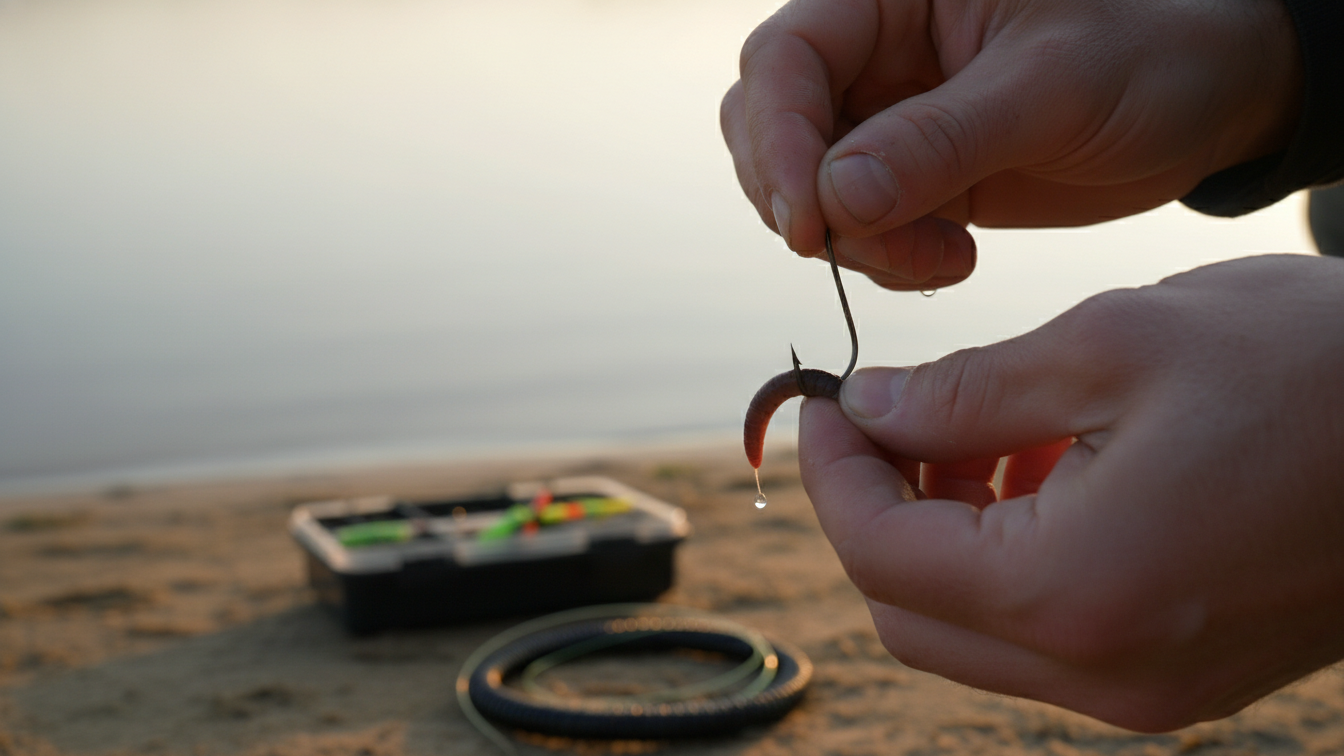 Putting bait on hook